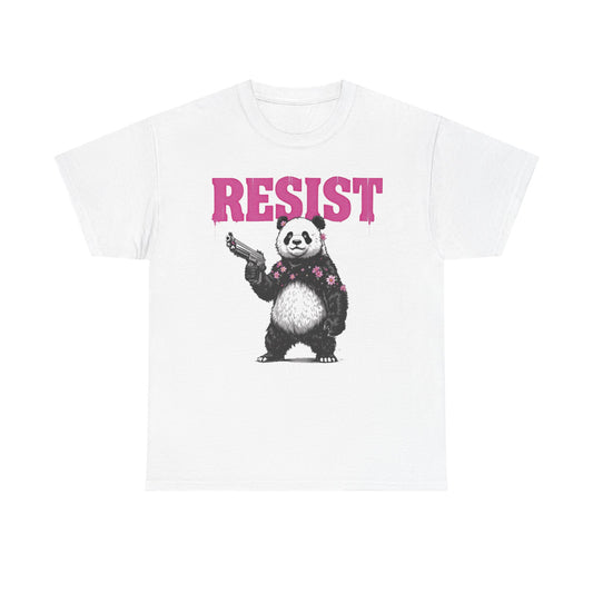 Resist Panda with Gun Unisex Heavy Cotton Tee