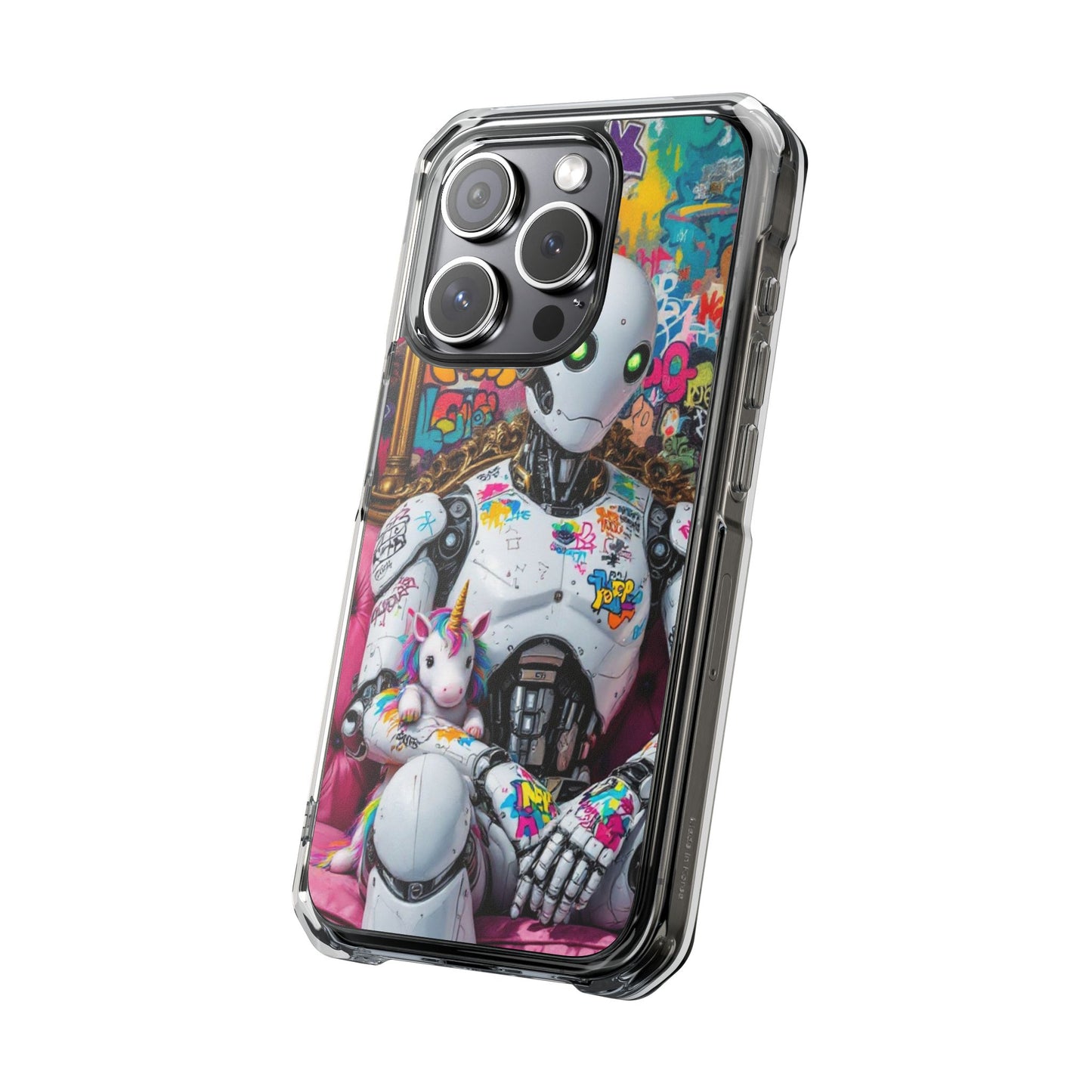 Urban Art Magnetic Phone Case - Graffiti Robot Design