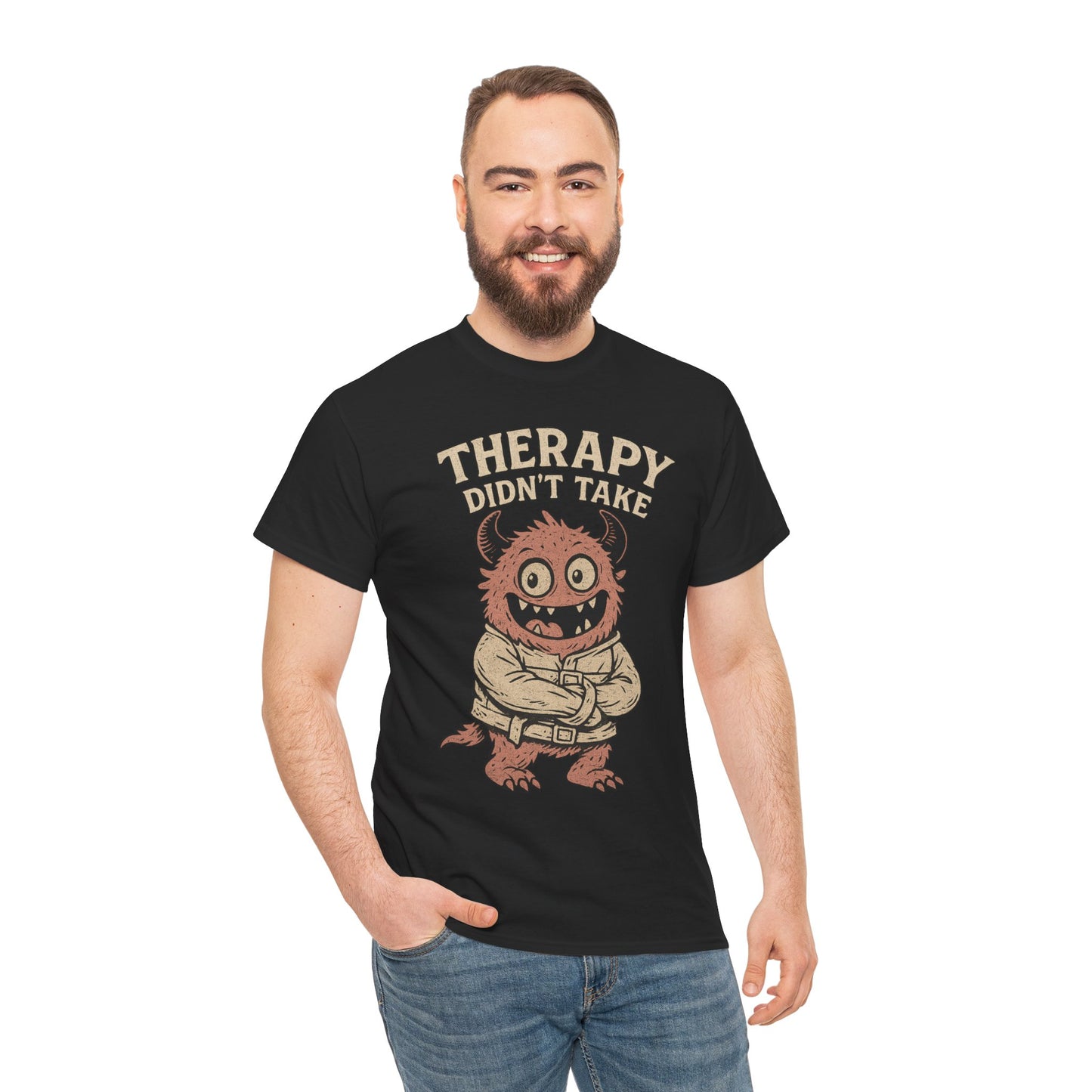 Humorous Therapy Monster Design Unisex Heavy Cotton Tee