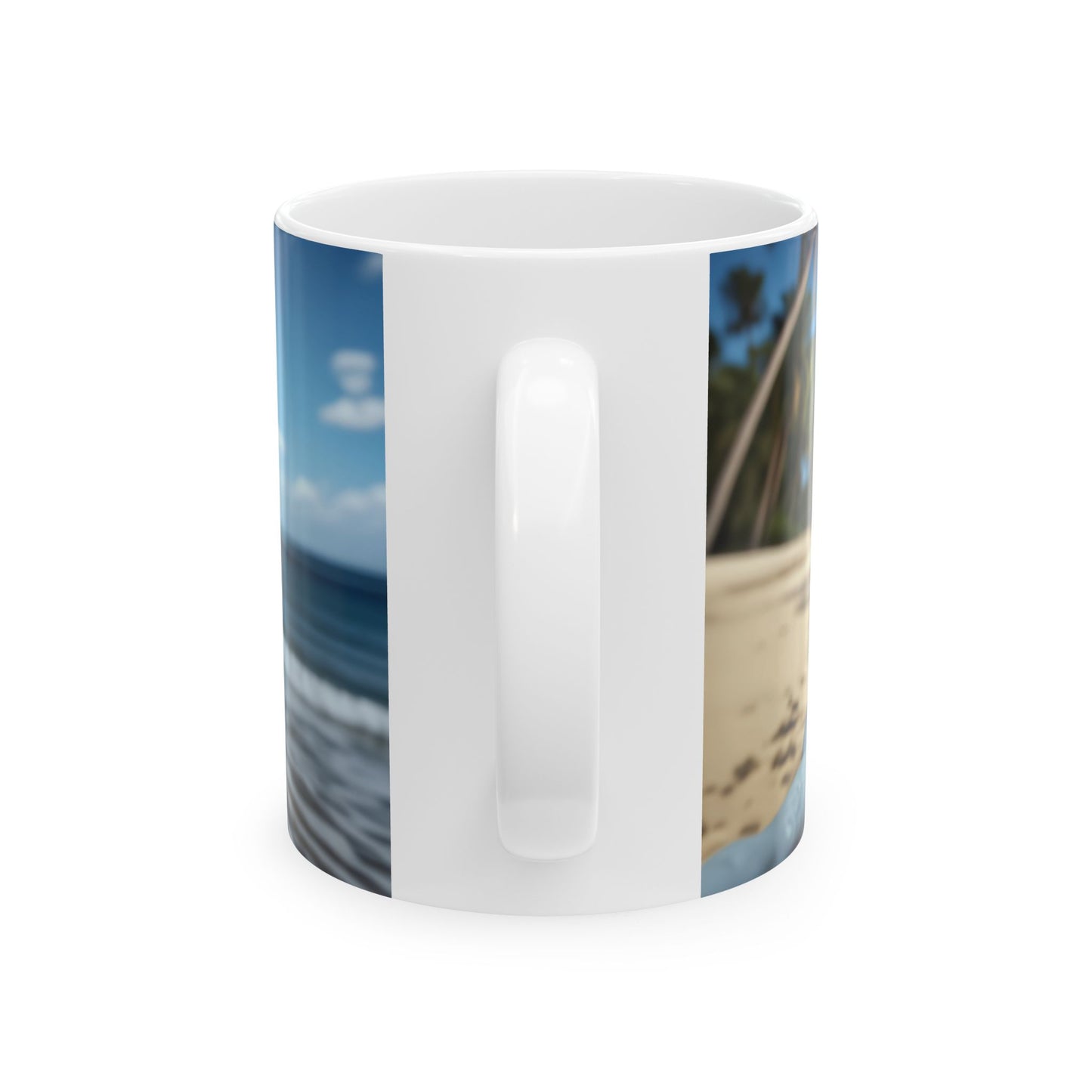 Alien Selfie Beach Scene Ceramic Mug