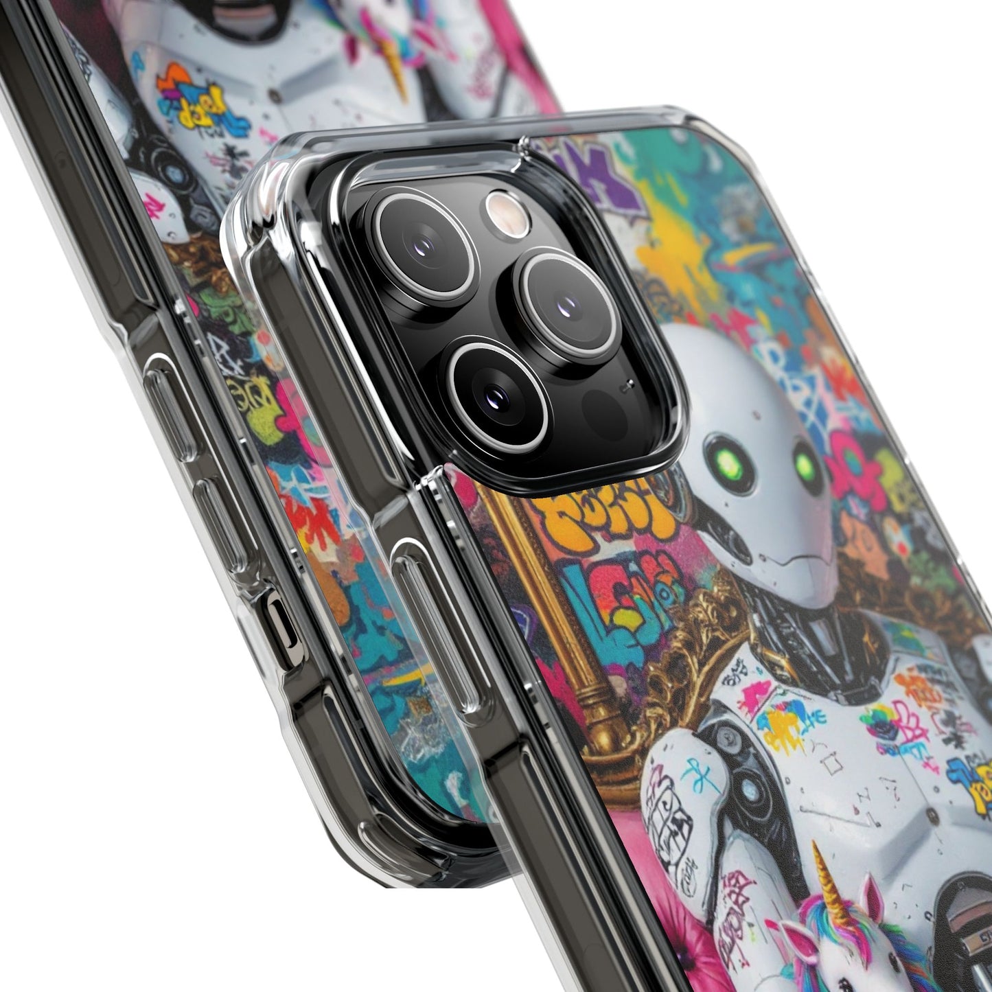 Urban Art Magnetic Phone Case - Graffiti Robot Design