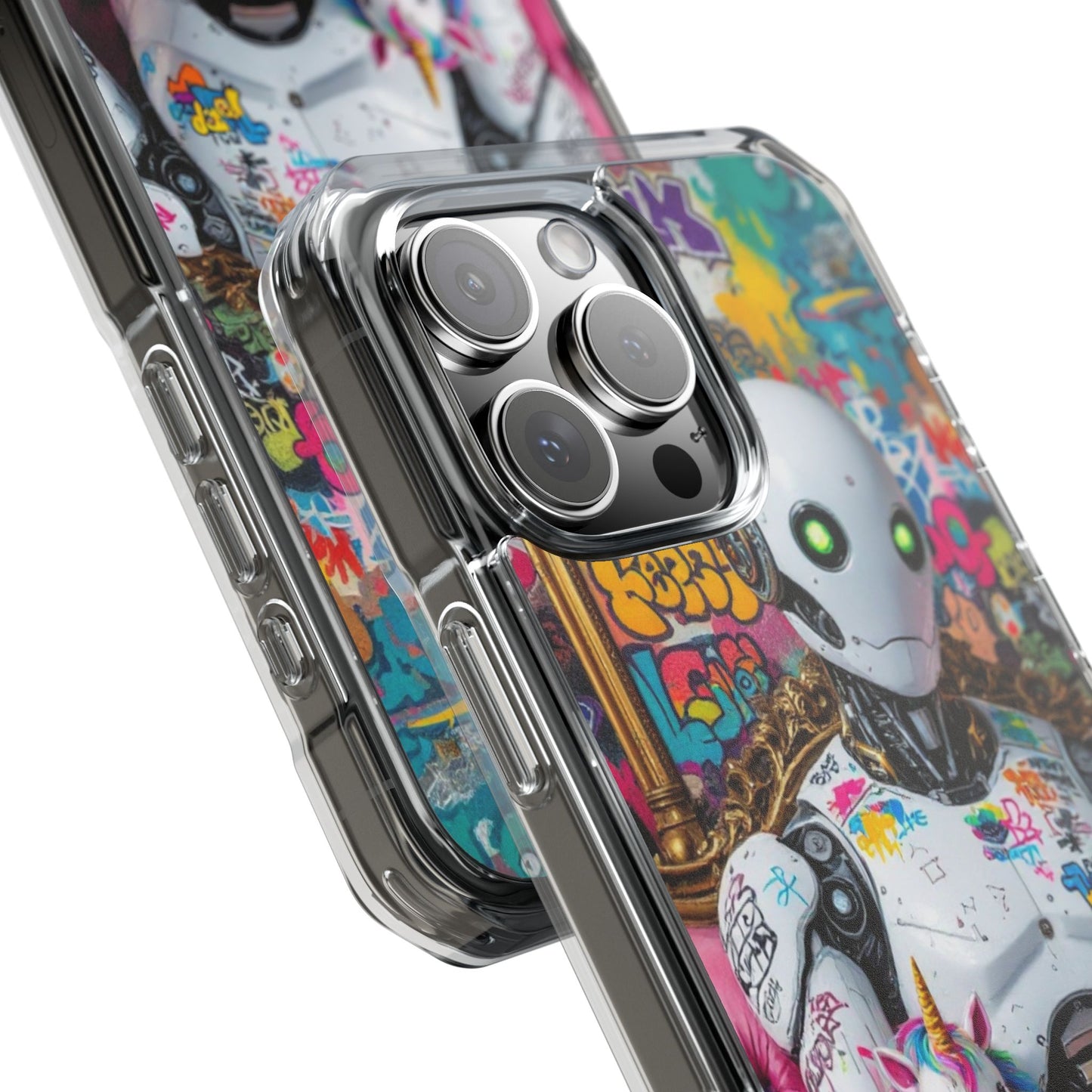 Urban Art Magnetic Phone Case - Graffiti Robot Design
