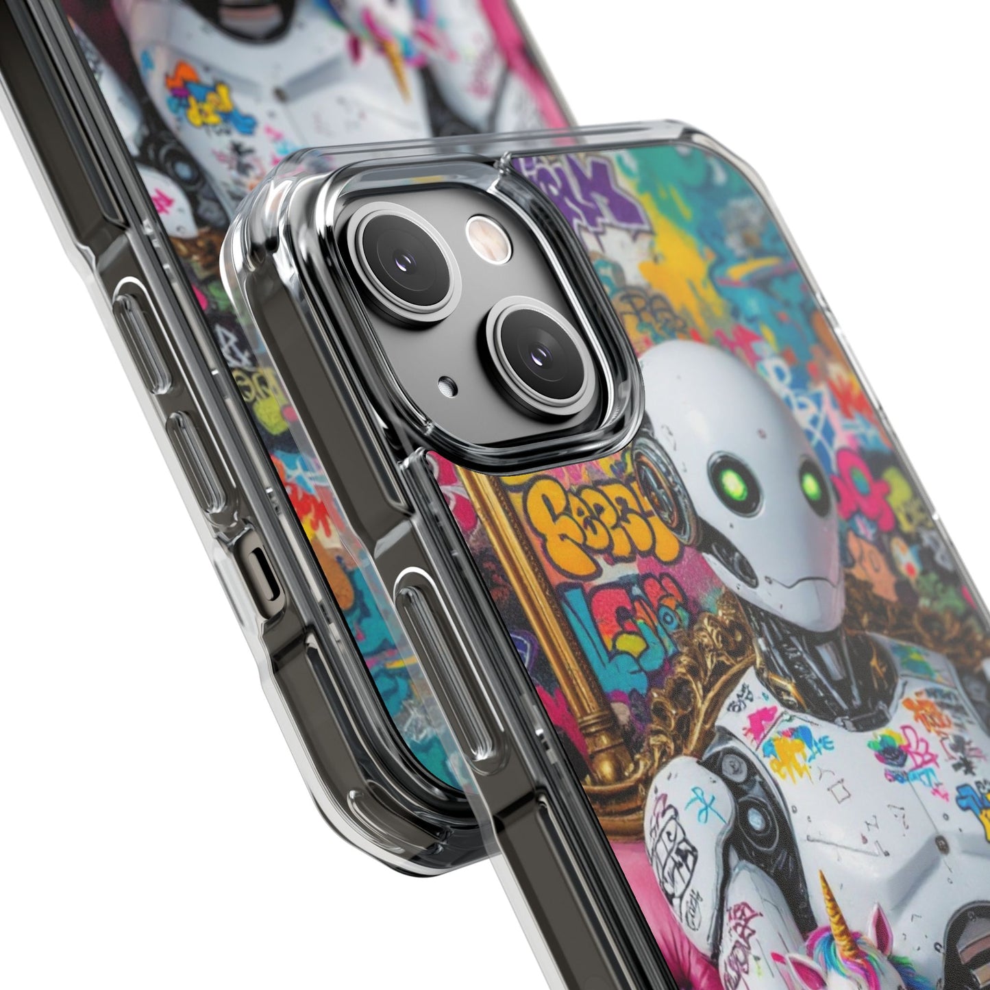 Urban Art Magnetic Phone Case - Graffiti Robot Design