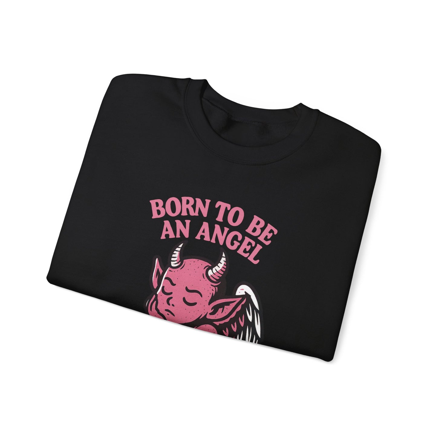 Sarcastic Angel-Demon Crewneck Sweatshirt | Spooky Cute Valentine’s Day Pullover | Funny Horror Love Graphic