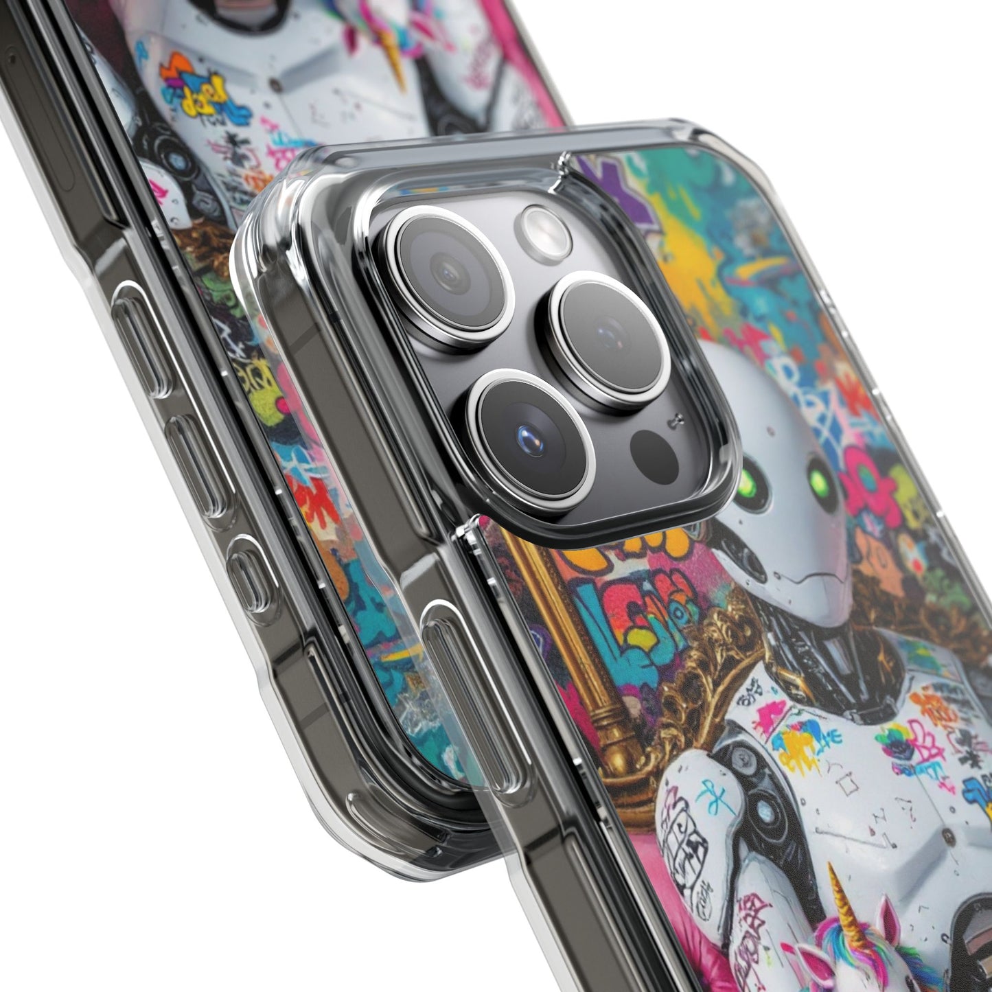 Urban Art Magnetic Phone Case - Graffiti Robot Design