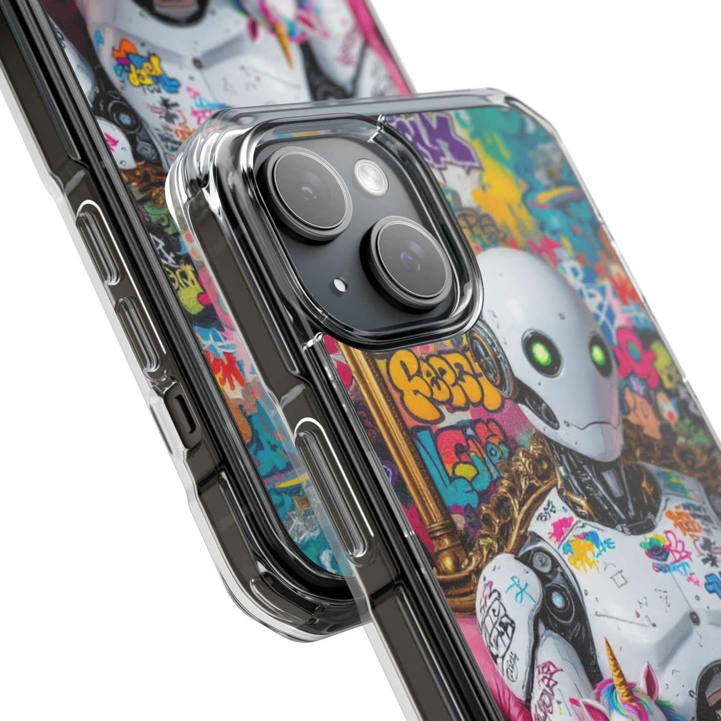 Urban Art Magnetic Phone Case - Graffiti Robot Design