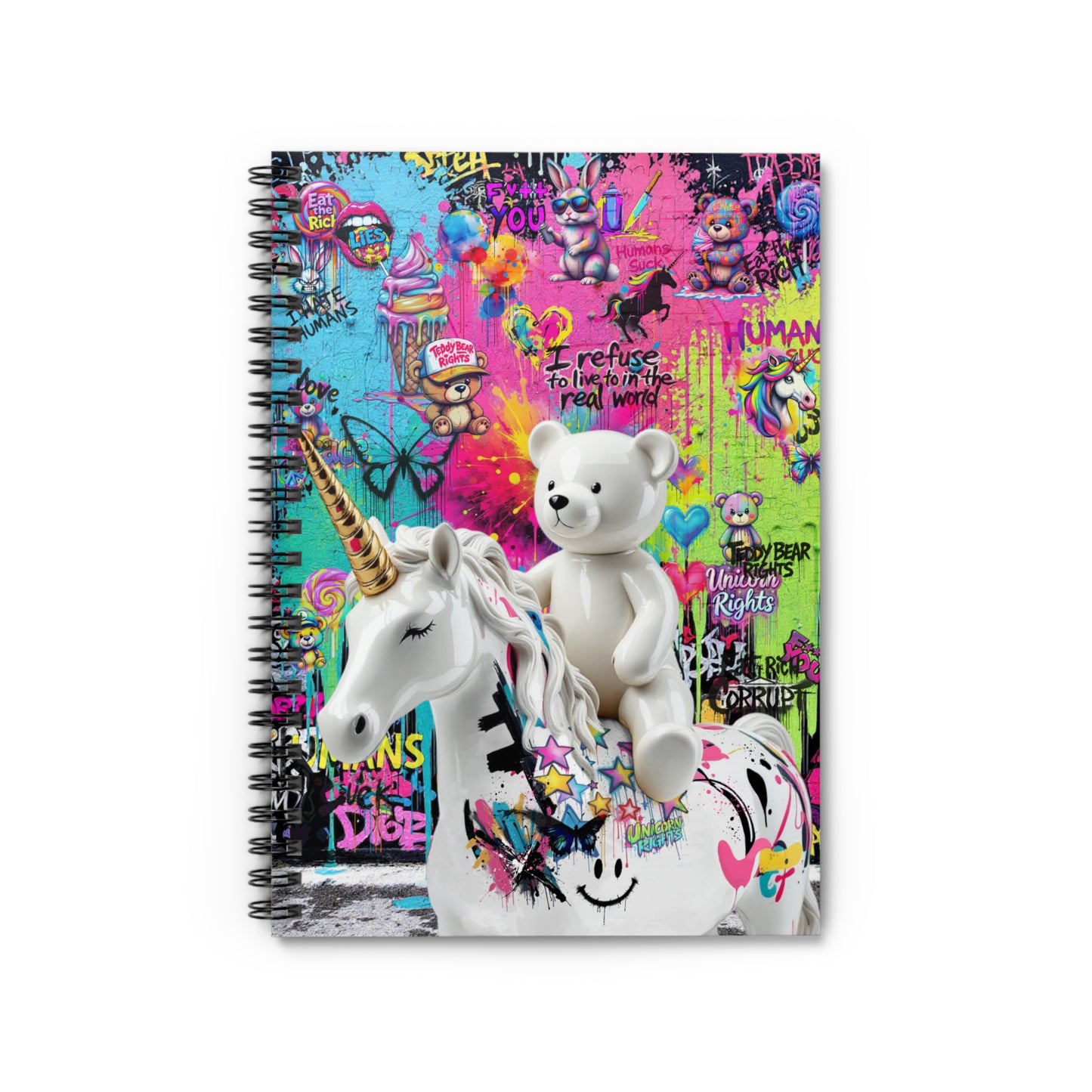Colorful Unicorn Spiral Notebook - Ruled Lines with Fun Art