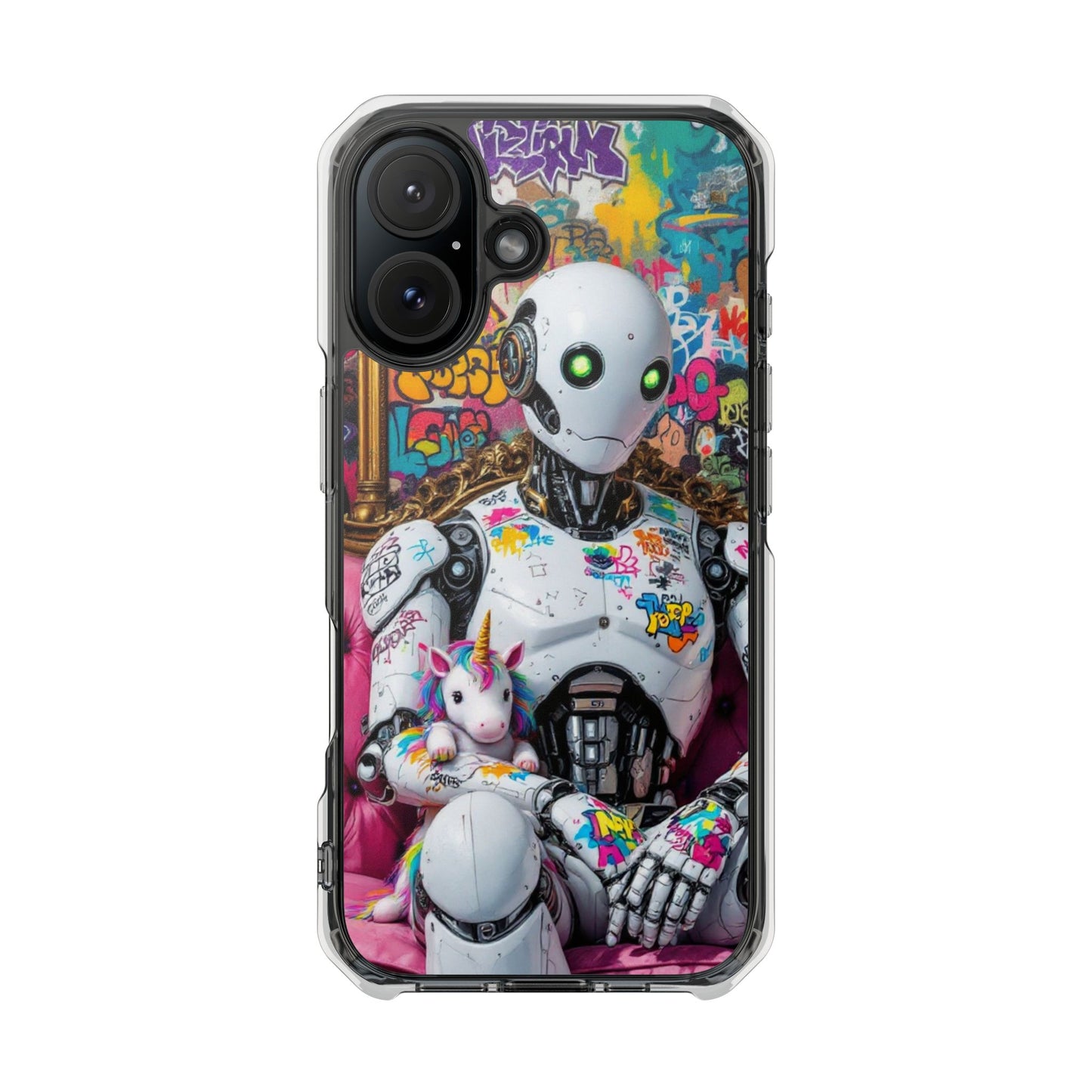 Urban Art Magnetic Phone Case - Graffiti Robot Design