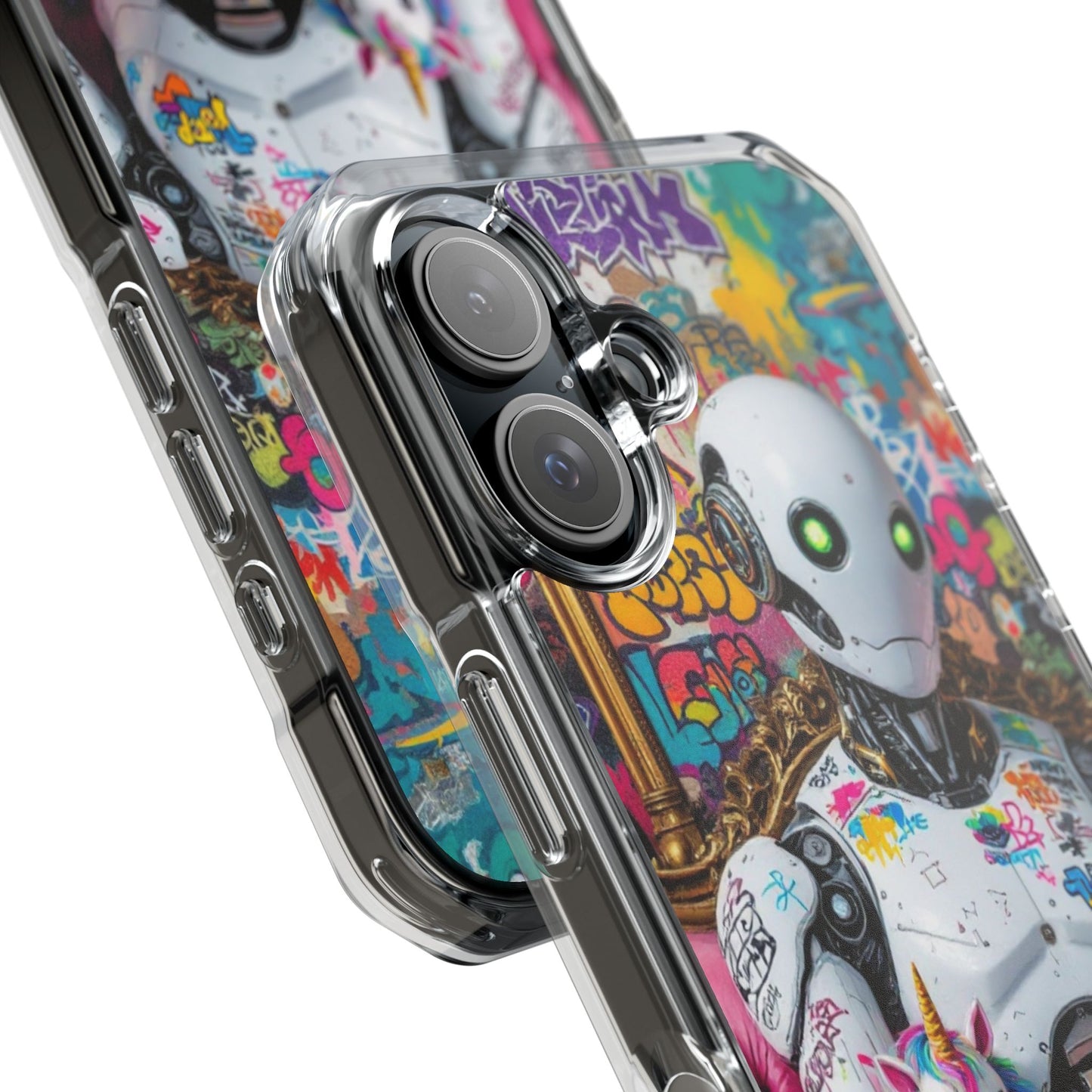 Urban Art Magnetic Phone Case - Graffiti Robot Design