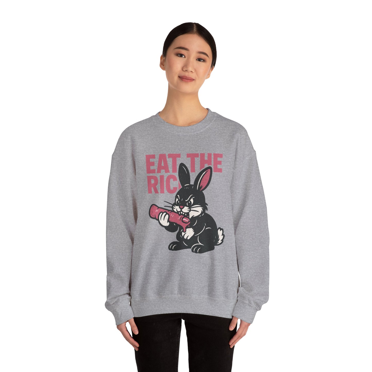‘Rat the Rich’ Creepy Cute Bunny Unisex Heavy Blend™ Crewneck Sweatshirt