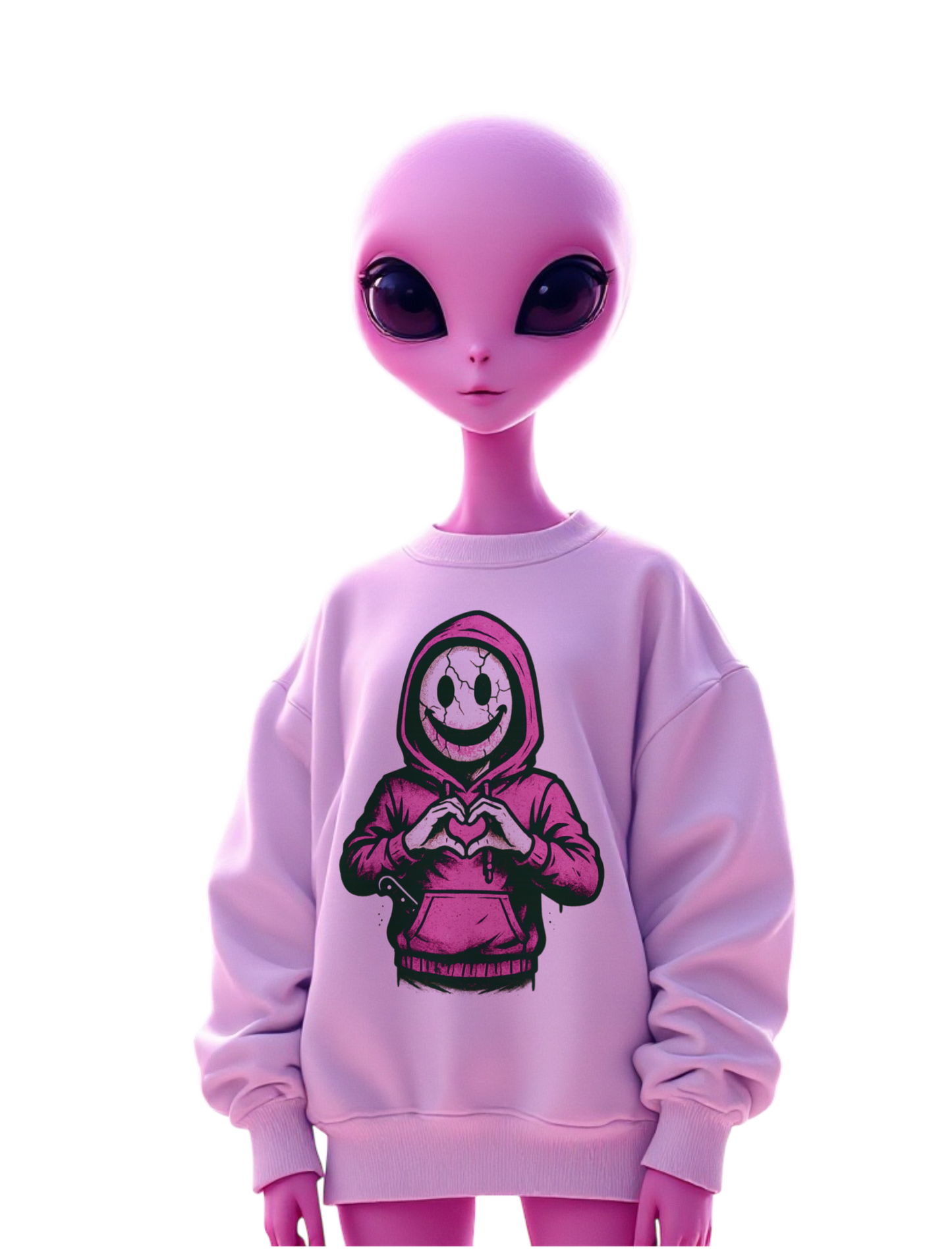 Cryptid Valentine Hoodie Face Crewneck Sweatshirt | Spooky Cute Valentine’s Day Pullover | Funny Horror Love Graphic
