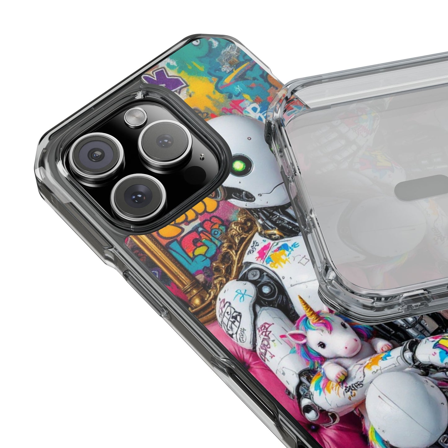 Urban Art Magnetic Phone Case - Graffiti Robot Design