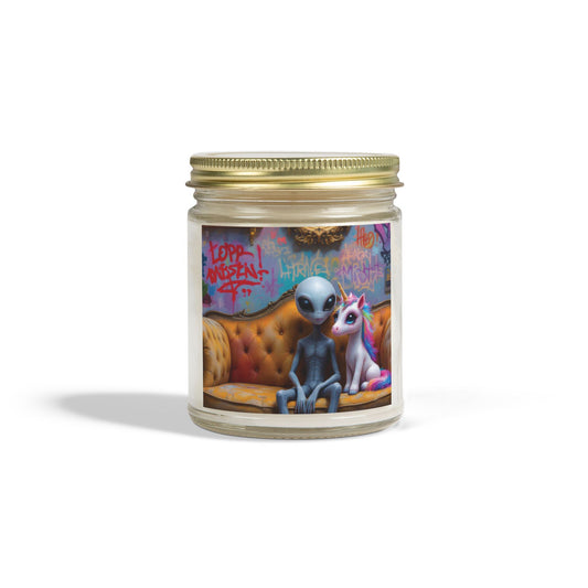 Alien Lounging, Artistic Scented Candles - Coconut Apricot Wax (4oz, 9oz)