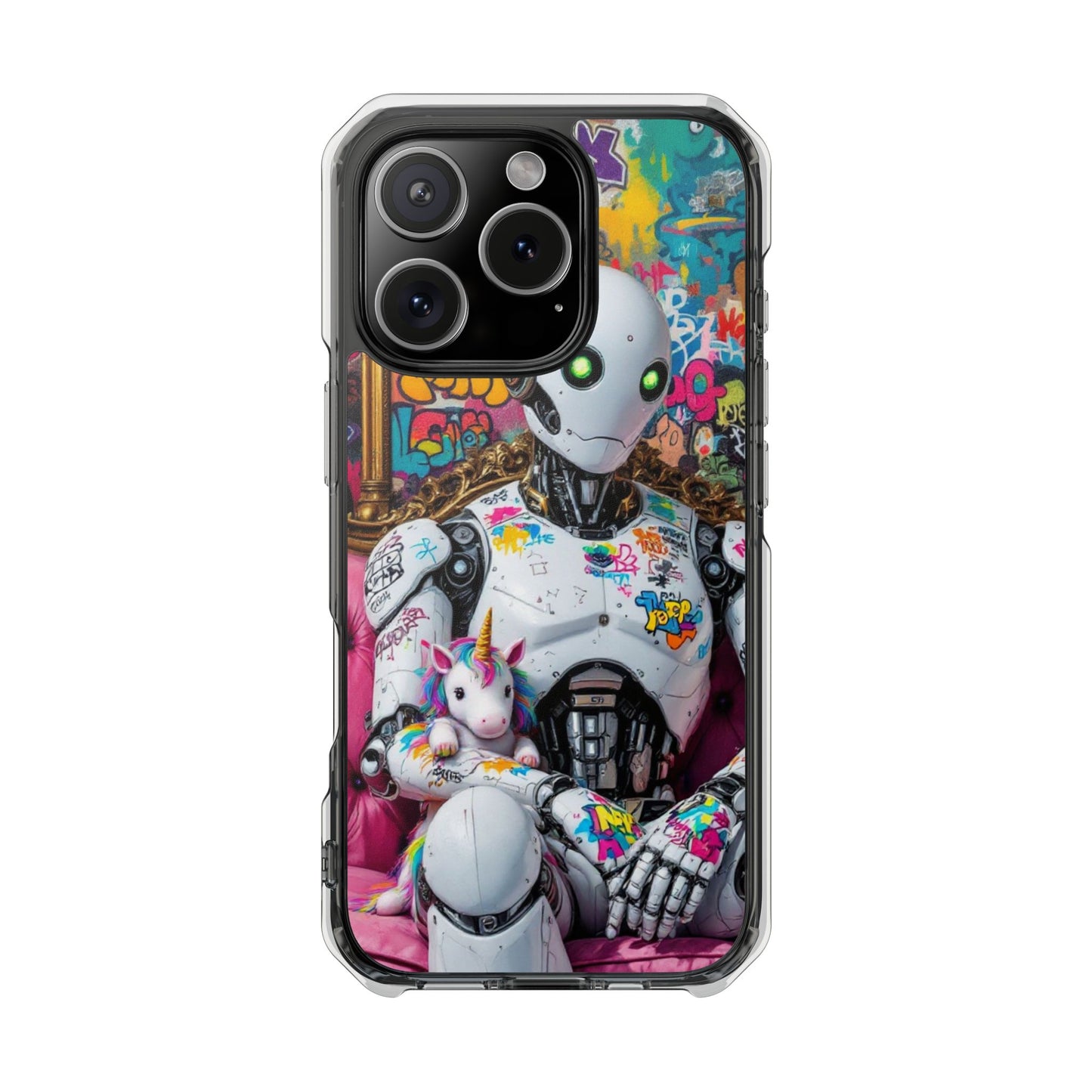 Urban Art Magnetic Phone Case - Graffiti Robot Design