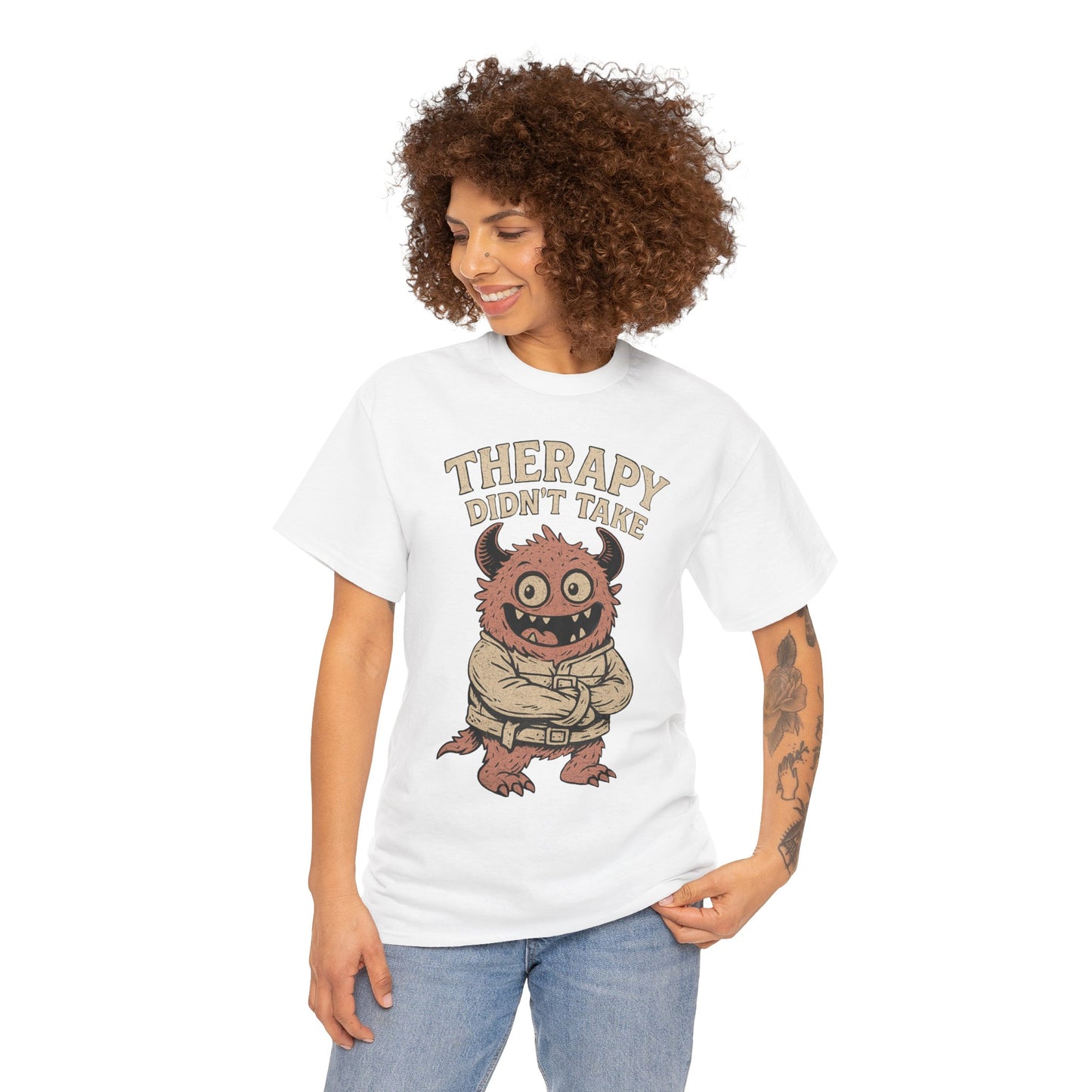Humorous Therapy Monster Design Unisex Heavy Cotton Tee