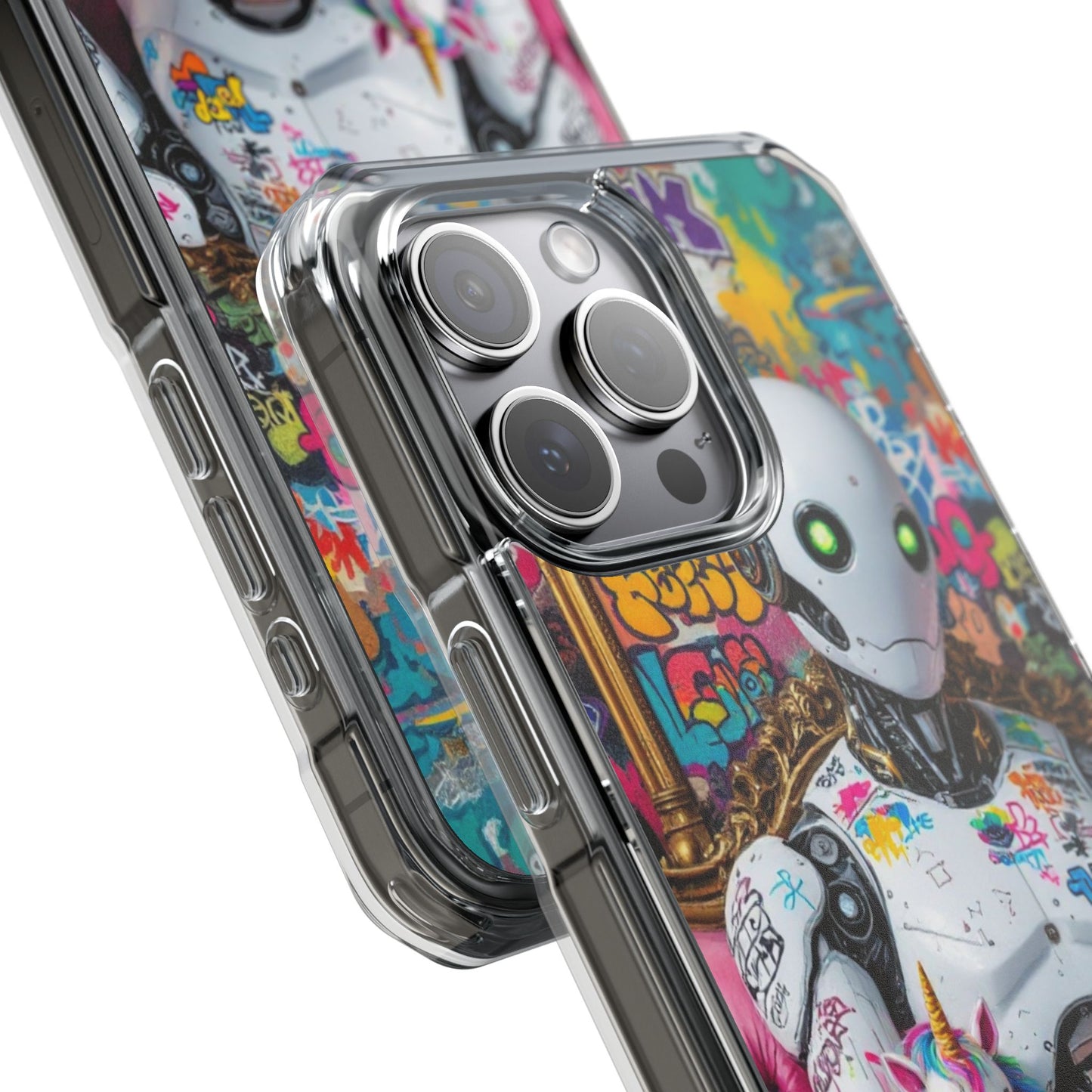 Urban Art Magnetic Phone Case - Graffiti Robot Design