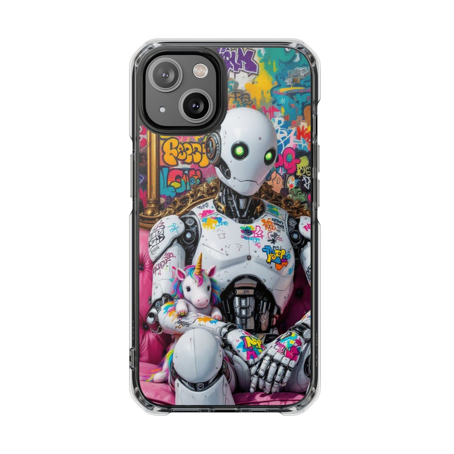 Urban Art Magnetic Phone Case - Graffiti Robot Design