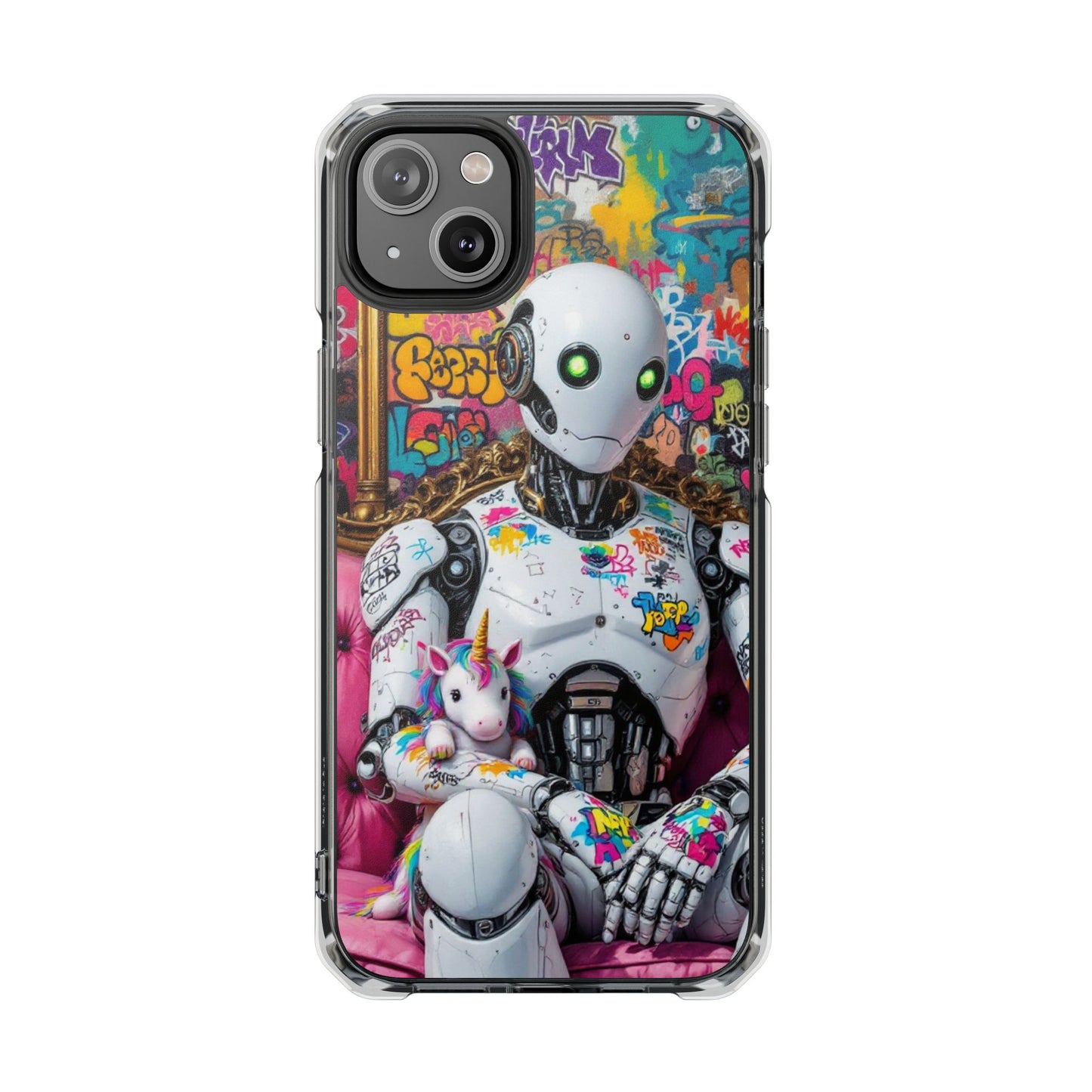 Urban Art Magnetic Phone Case - Graffiti Robot Design