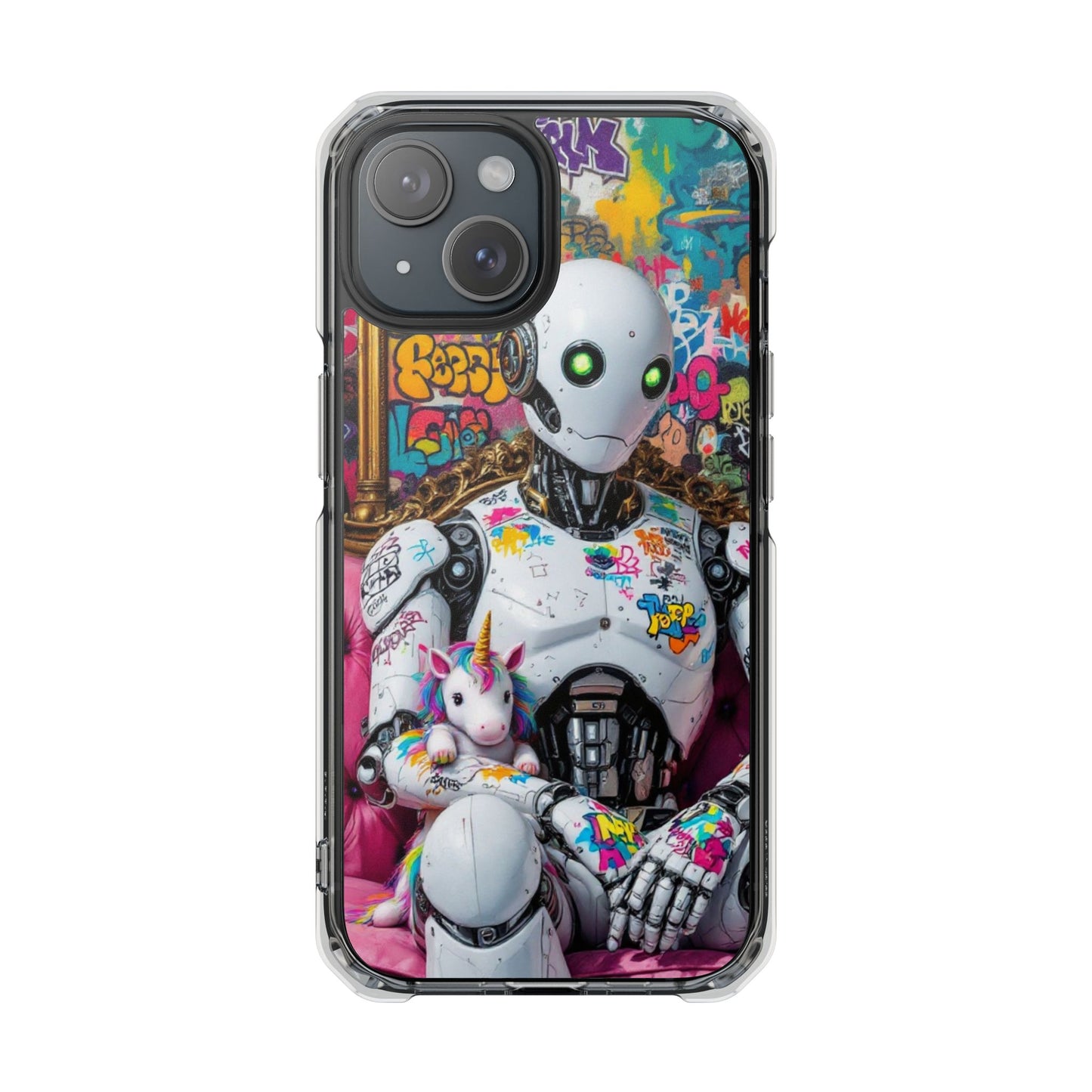 Urban Art Magnetic Phone Case - Graffiti Robot Design