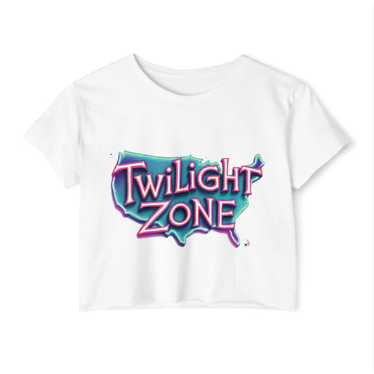Twilight Zone USA Neon Sign Women’s Festival Crop Top - Fun & Vibrant Graphic Tee