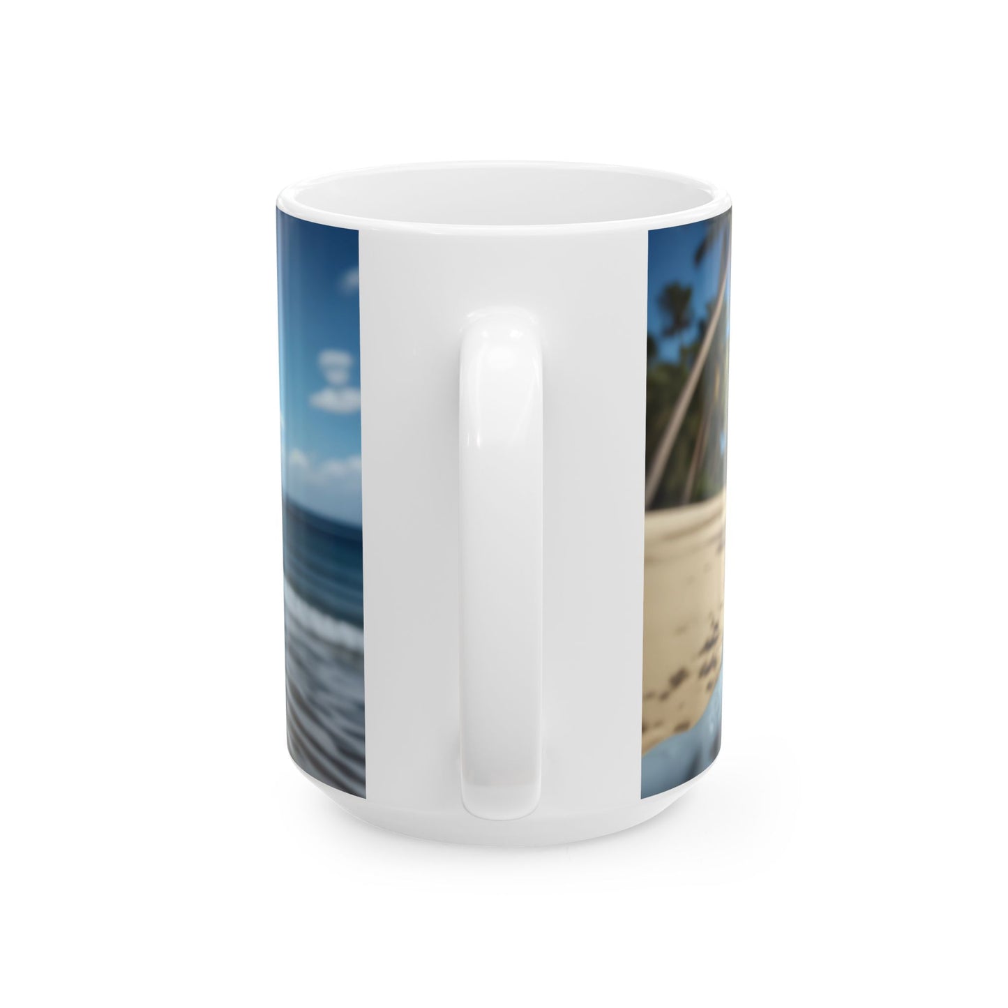 Alien Selfie Beach Scene Ceramic Mug