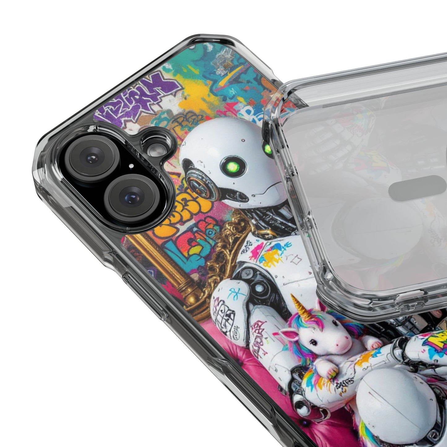 Urban Art Magnetic Phone Case - Graffiti Robot Design