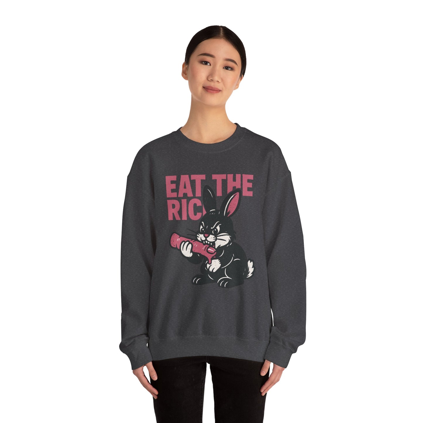 ‘Rat the Rich’ Creepy Cute Bunny Unisex Heavy Blend™ Crewneck Sweatshirt