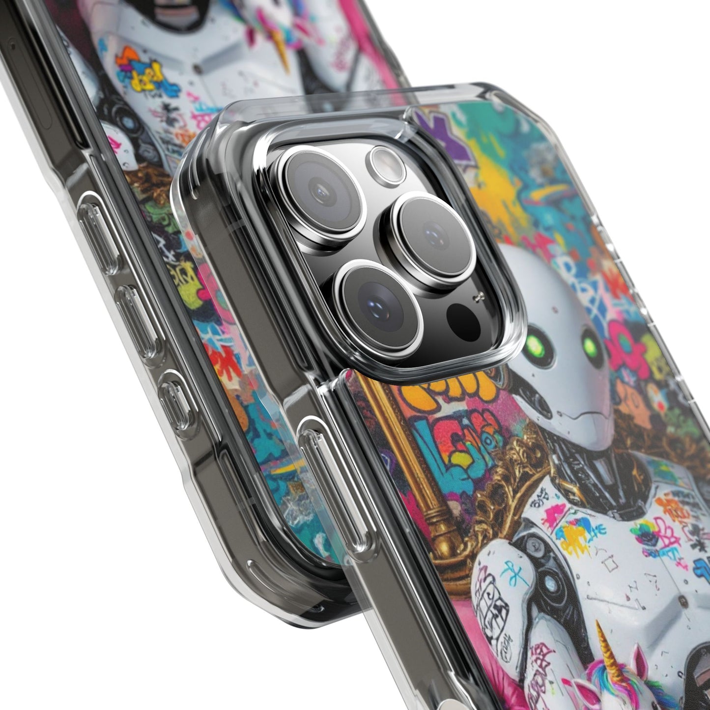 Urban Art Magnetic Phone Case - Graffiti Robot Design