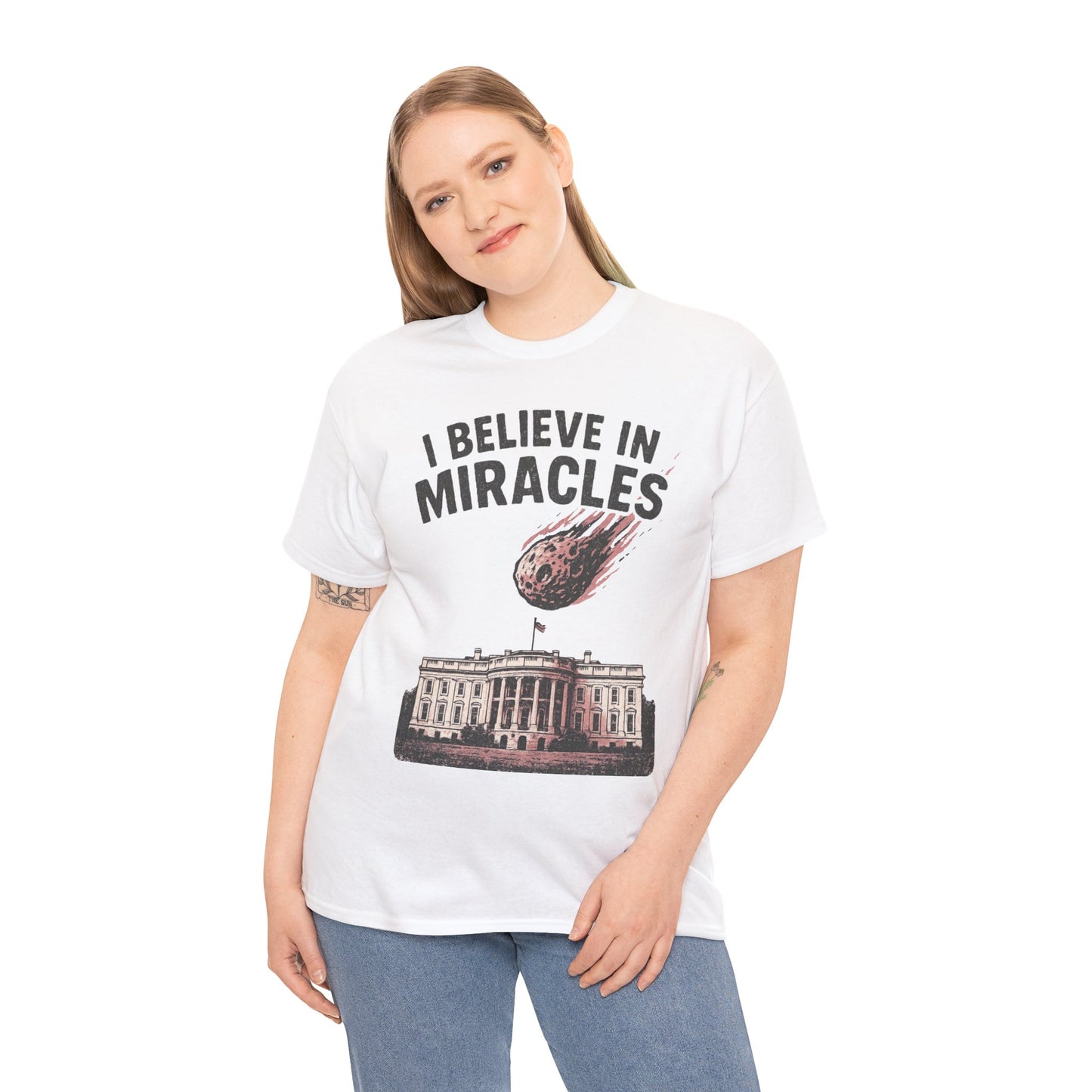 I Believe in Miracles Tee - Unisex Heavy Cotton Shirt, Motivational Apparel, Gift for Dreamers, Casual Wear, Everyday Comfort