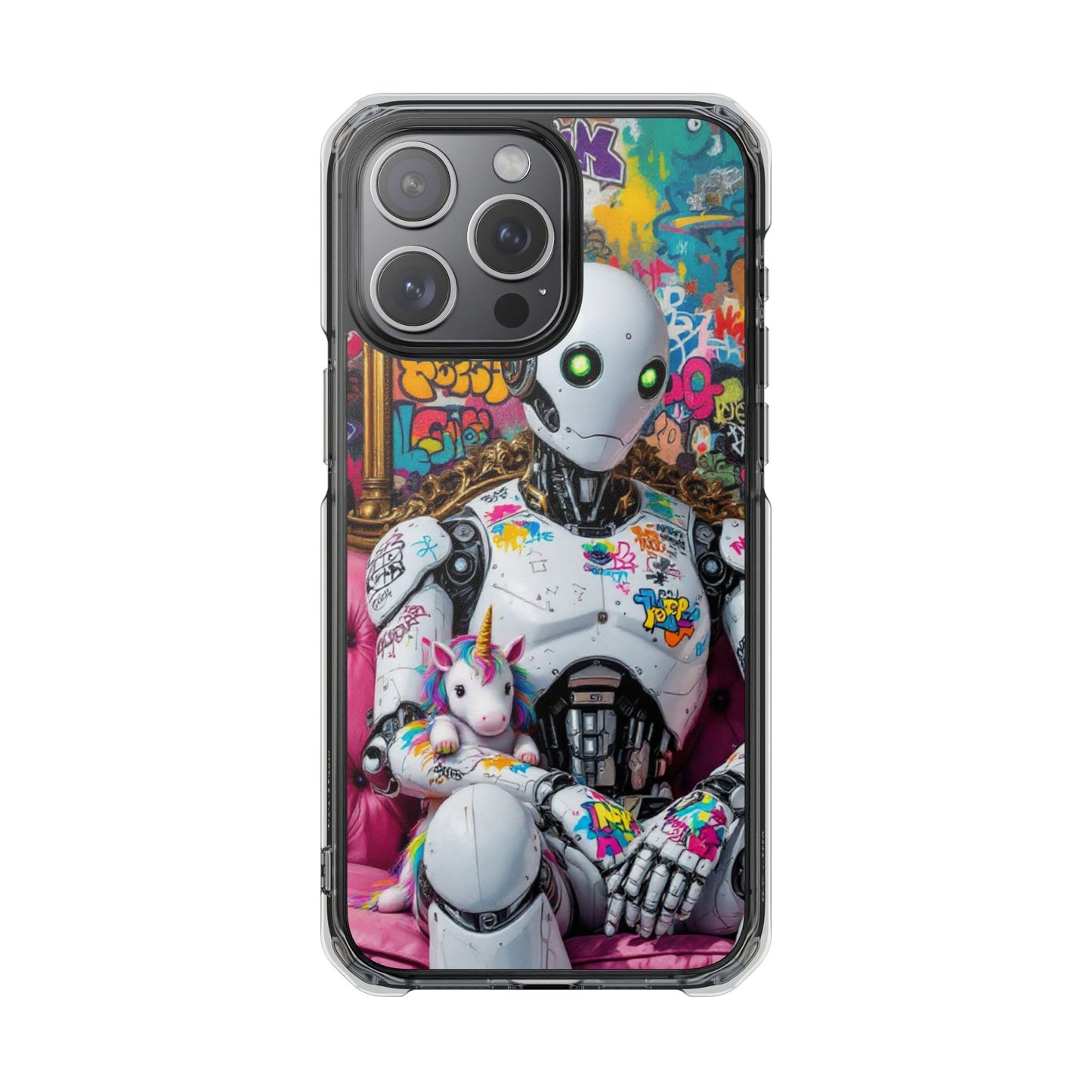Urban Art Magnetic Phone Case - Graffiti Robot Design
