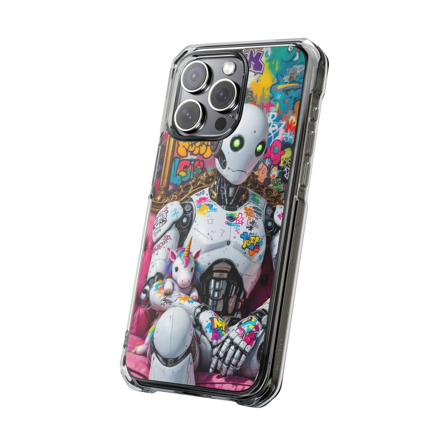 Urban Art Magnetic Phone Case - Graffiti Robot Design