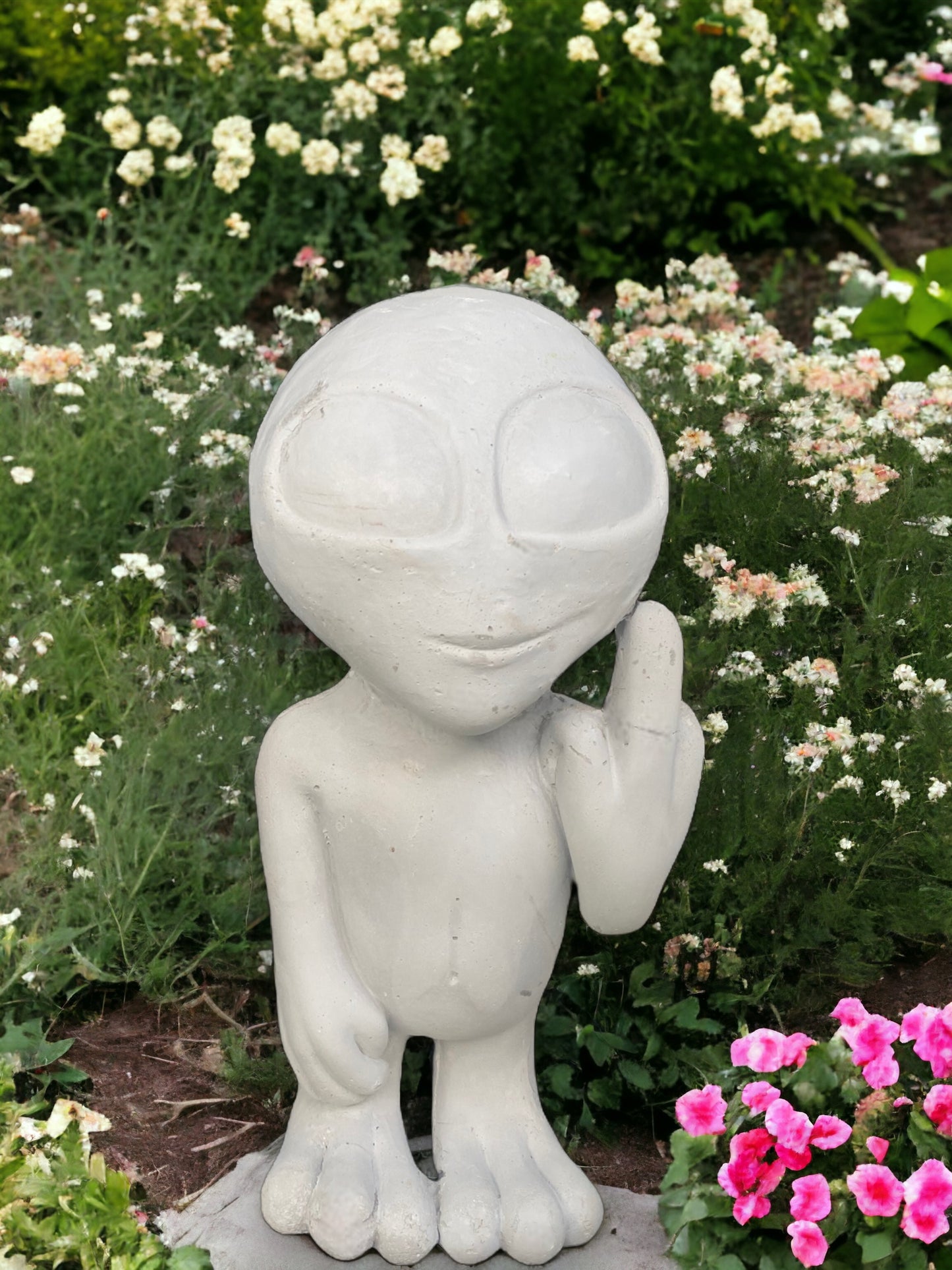Concrete Alien Garden Statue
