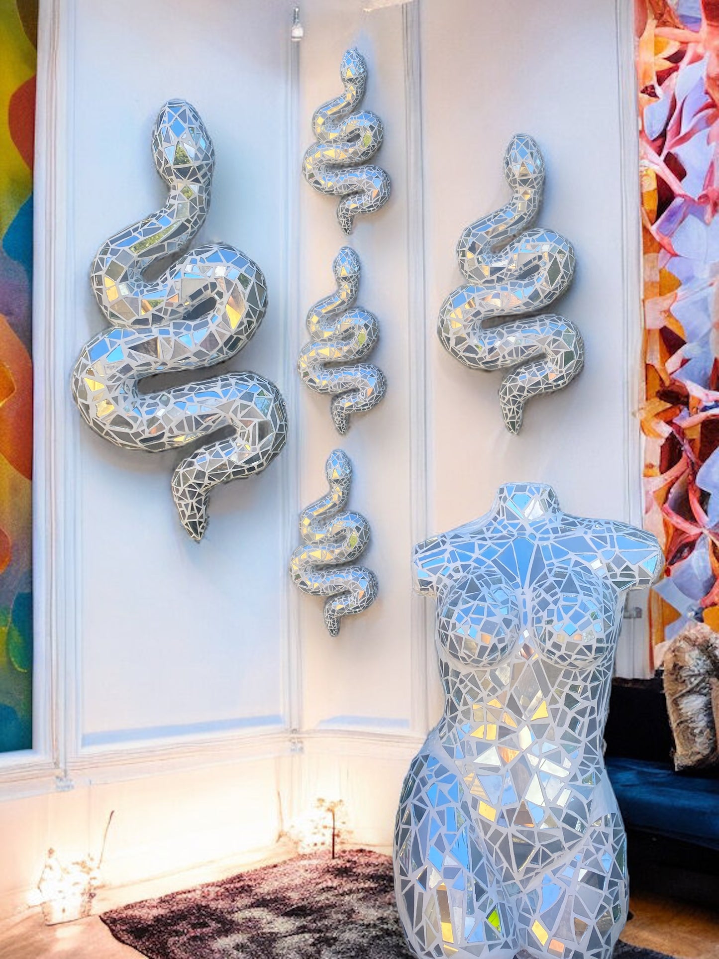 Broken Mirrors Snake Wall Art
