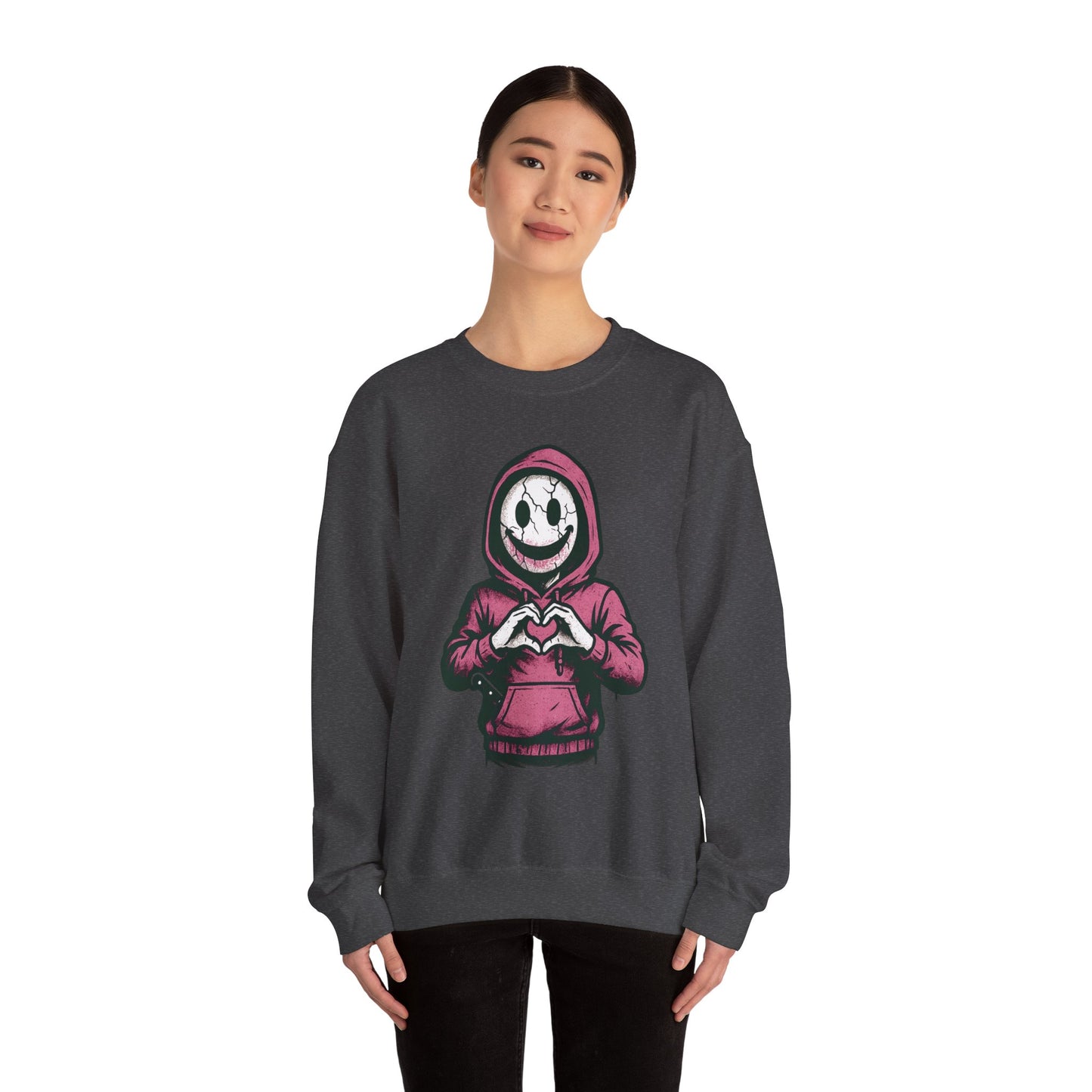 Cryptid Valentine Hoodie Face Crewneck Sweatshirt | Spooky Cute Valentine’s Day Pullover | Funny Horror Love Graphic