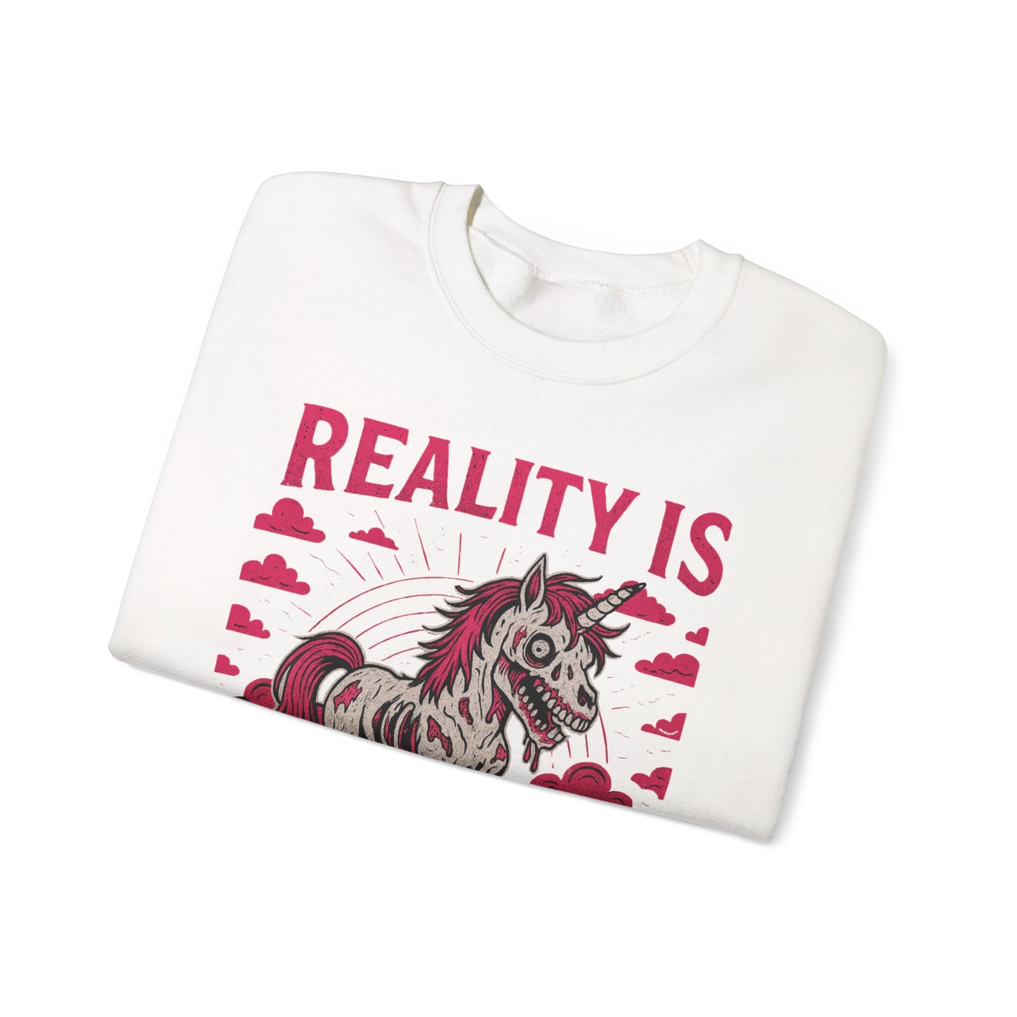 Zombie Unicorn Crewneck Sweatshirt | Spooky Cute Valentine’s Day Pullover | Funny Horror Love Graphic