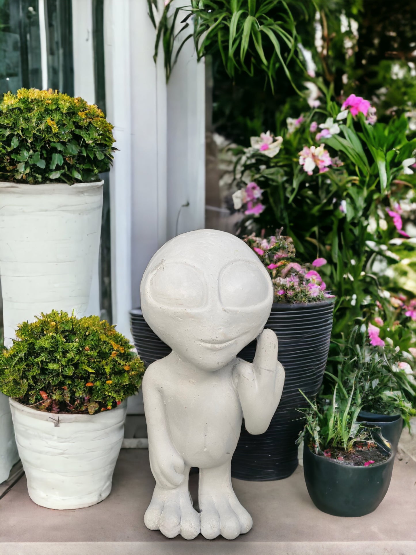 Concrete Alien Garden Statue