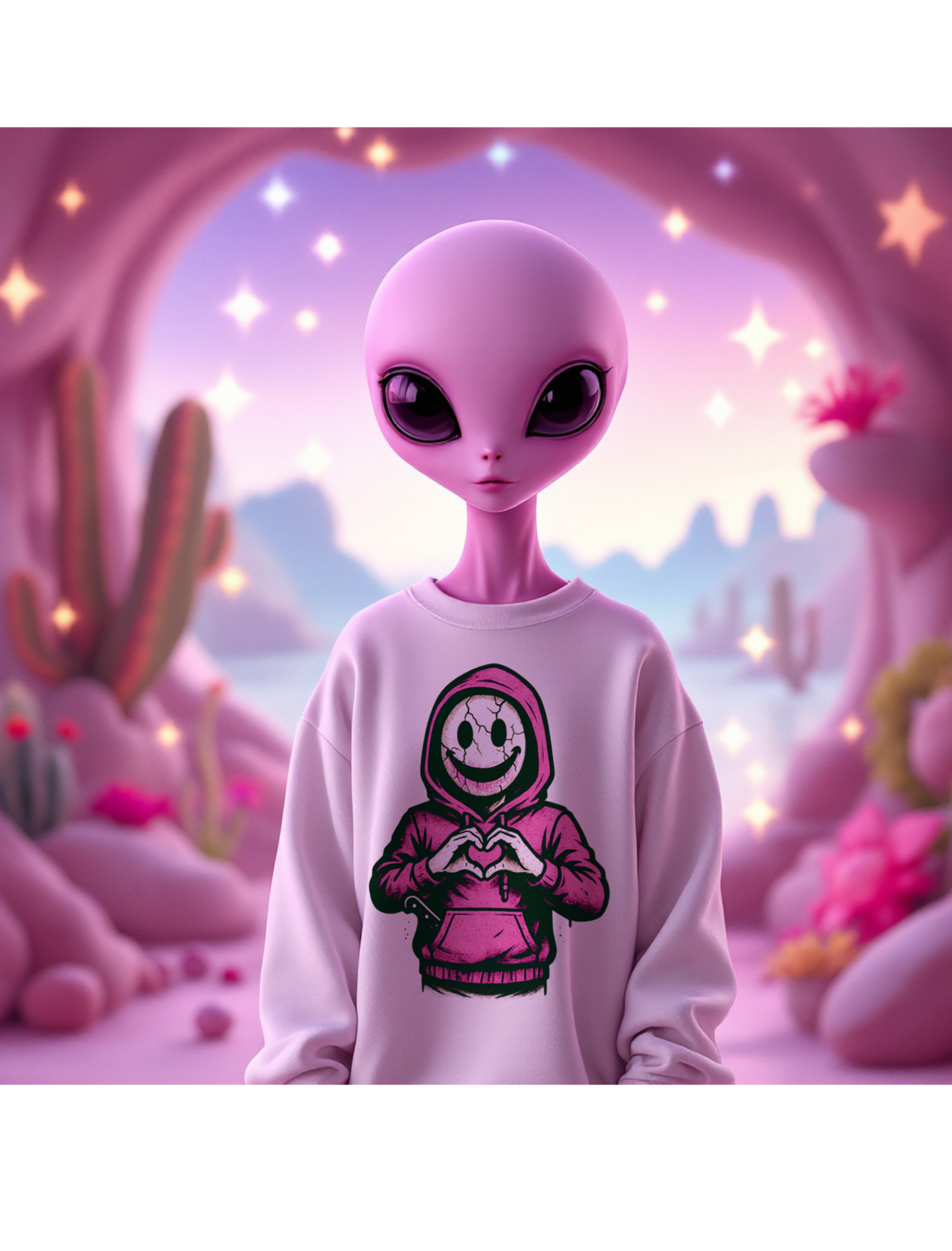 Cryptid Valentine Hoodie Face Crewneck Sweatshirt | Spooky Cute Valentine’s Day Pullover | Funny Horror Love Graphic