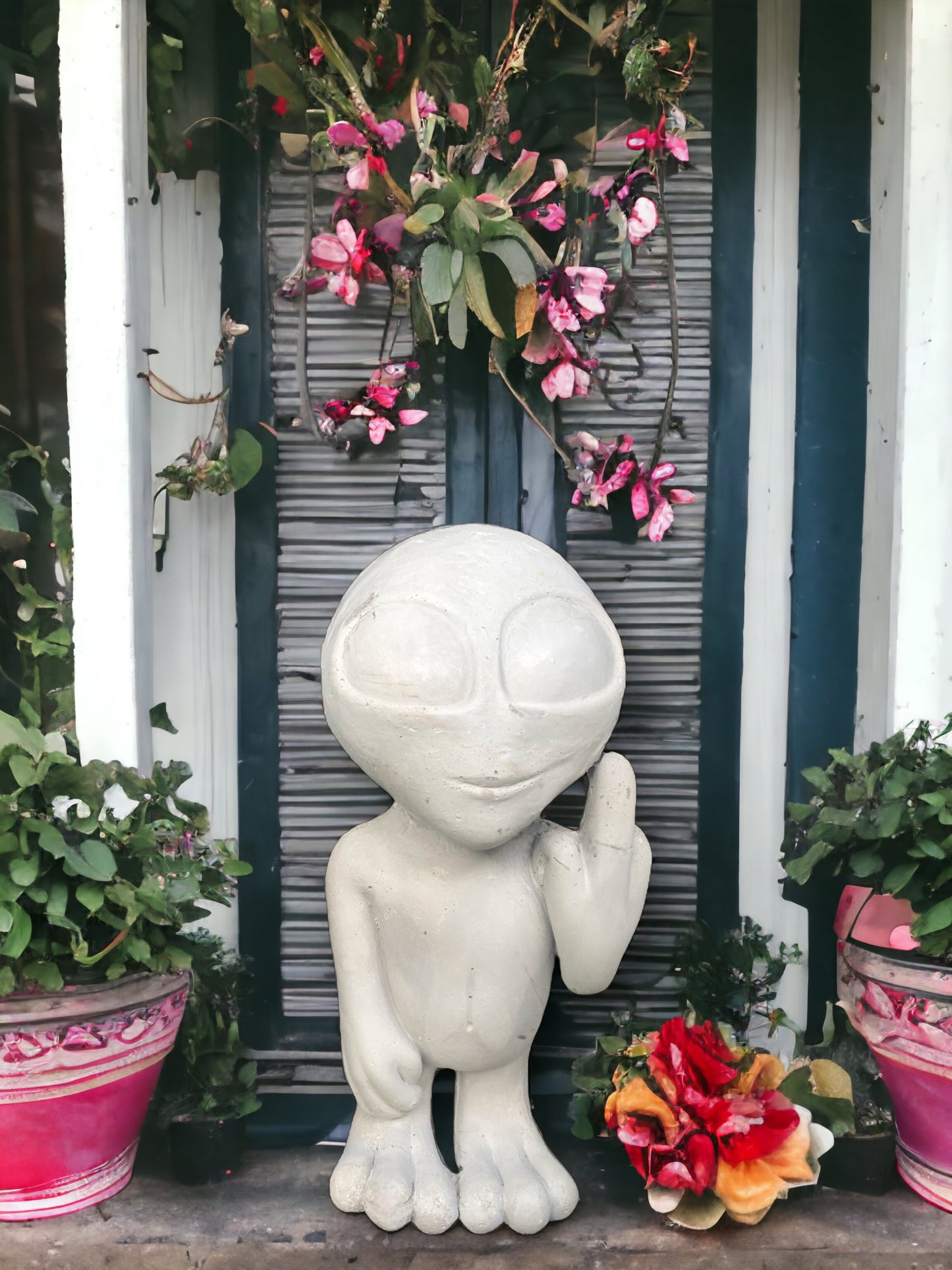 Concrete Alien Garden Statue