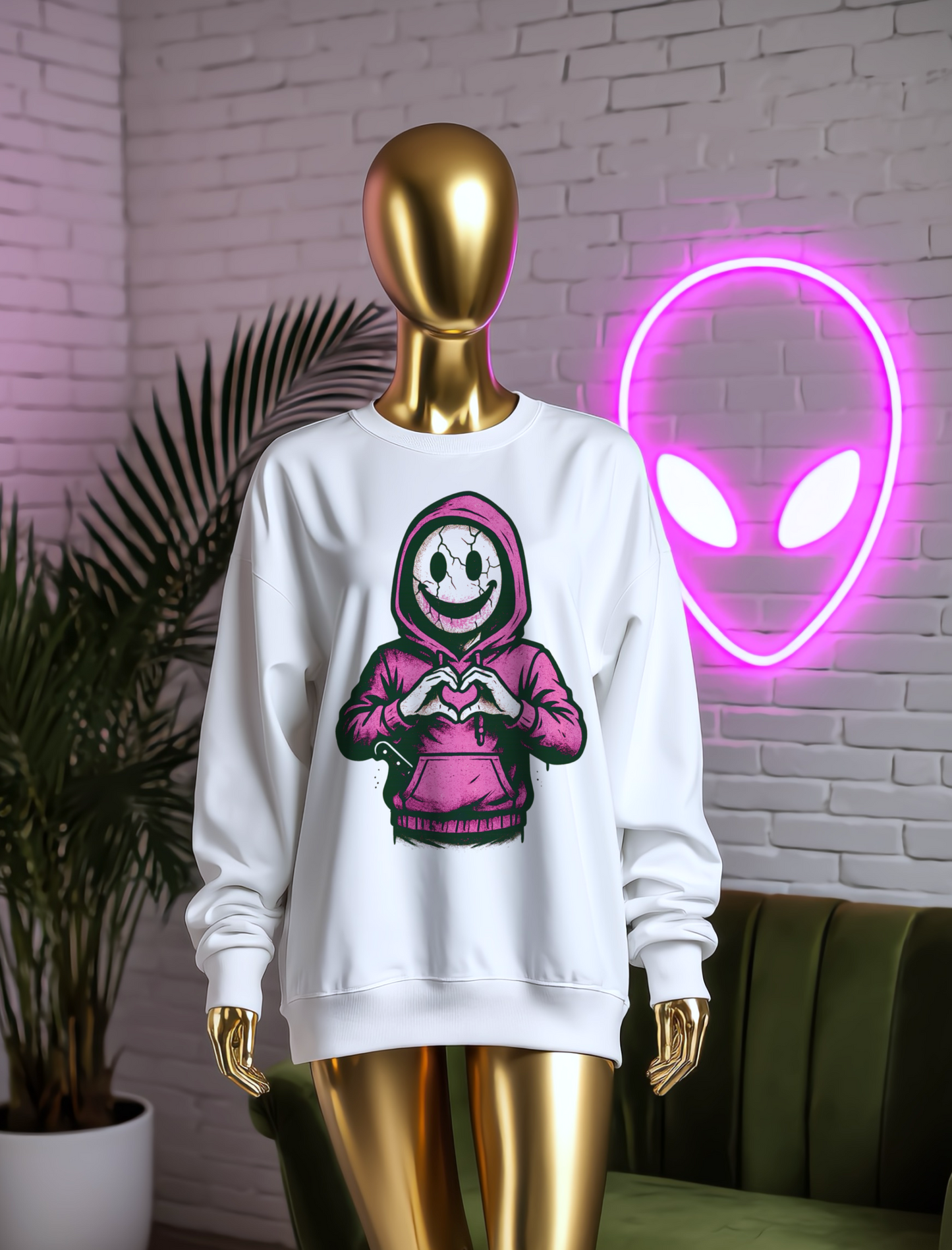 Cryptid Valentine Hoodie Face Crewneck Sweatshirt | Spooky Cute Valentine’s Day Pullover | Funny Horror Love Graphic
