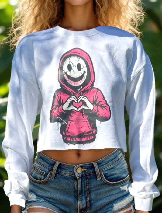 Cryptid Valentine Crop Sweatshirt | Spooky Cute Cropped Crewneck | Funny Horror Valentine Graphic Pullover