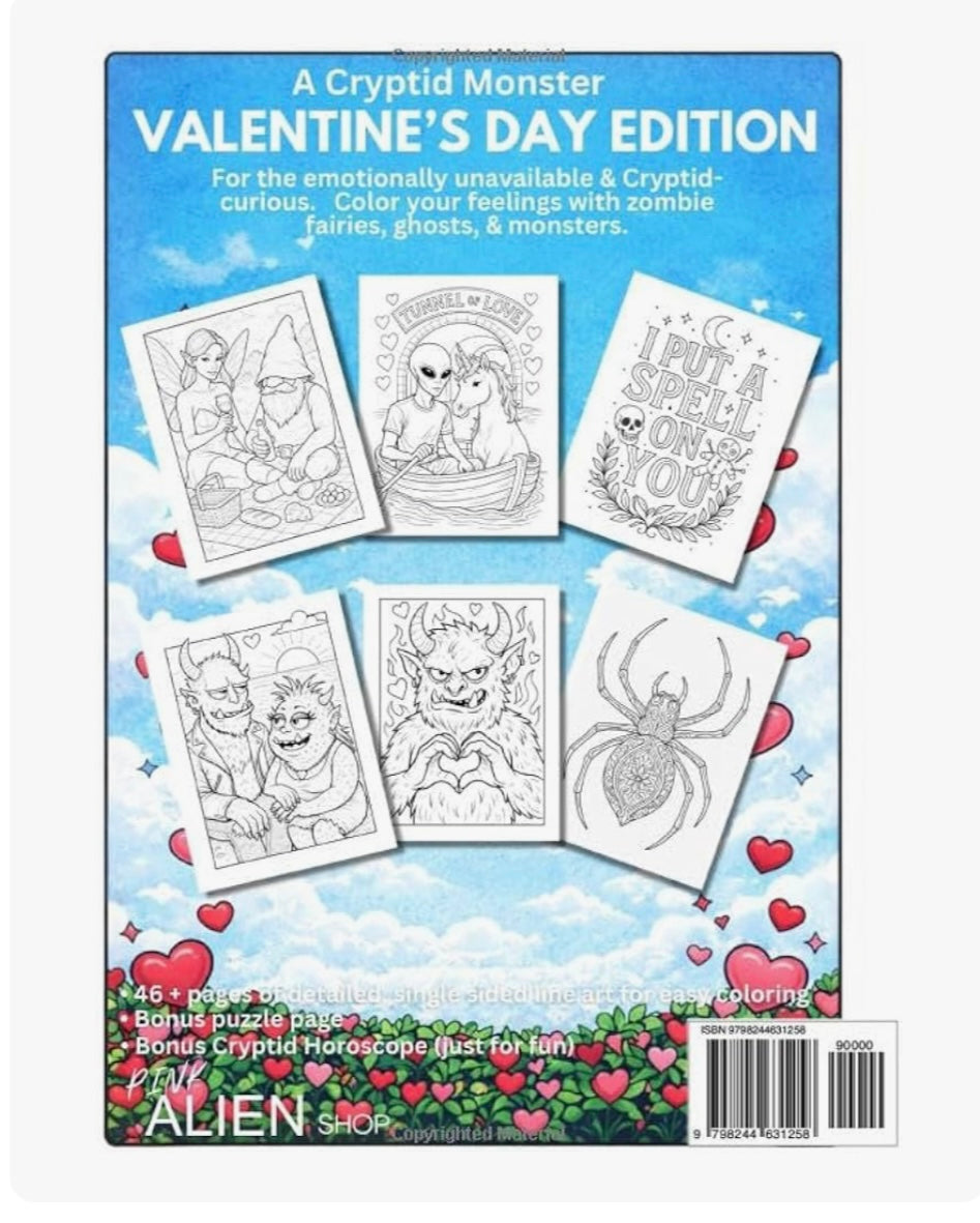 Cryptid Valentine Bundle: Coloring Book + Matching Sweatshirt