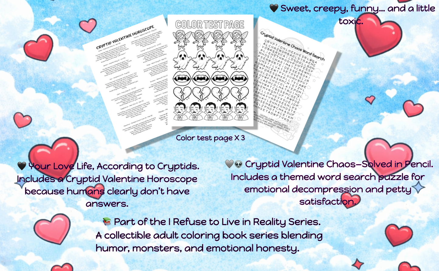 Cryptid Valentine Bundle: Coloring Book + Matching Sweatshirt
