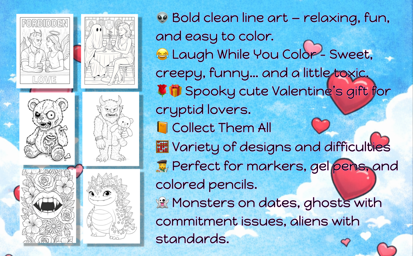 Cryptid Valentine Bundle: Coloring Book + Matching Sweatshirt
